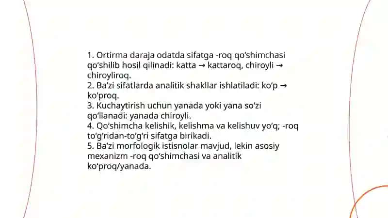 Sifatlarning ortirma darajasi 4