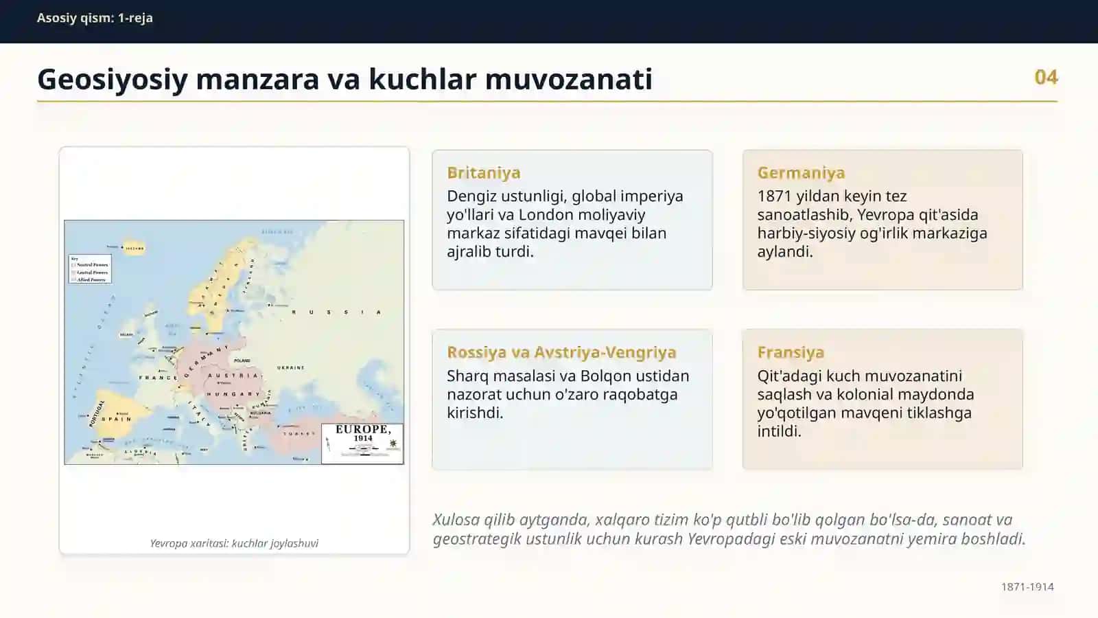 XIX asr oxiri va XX asr boshlarida xalqaro munosabatlar 4