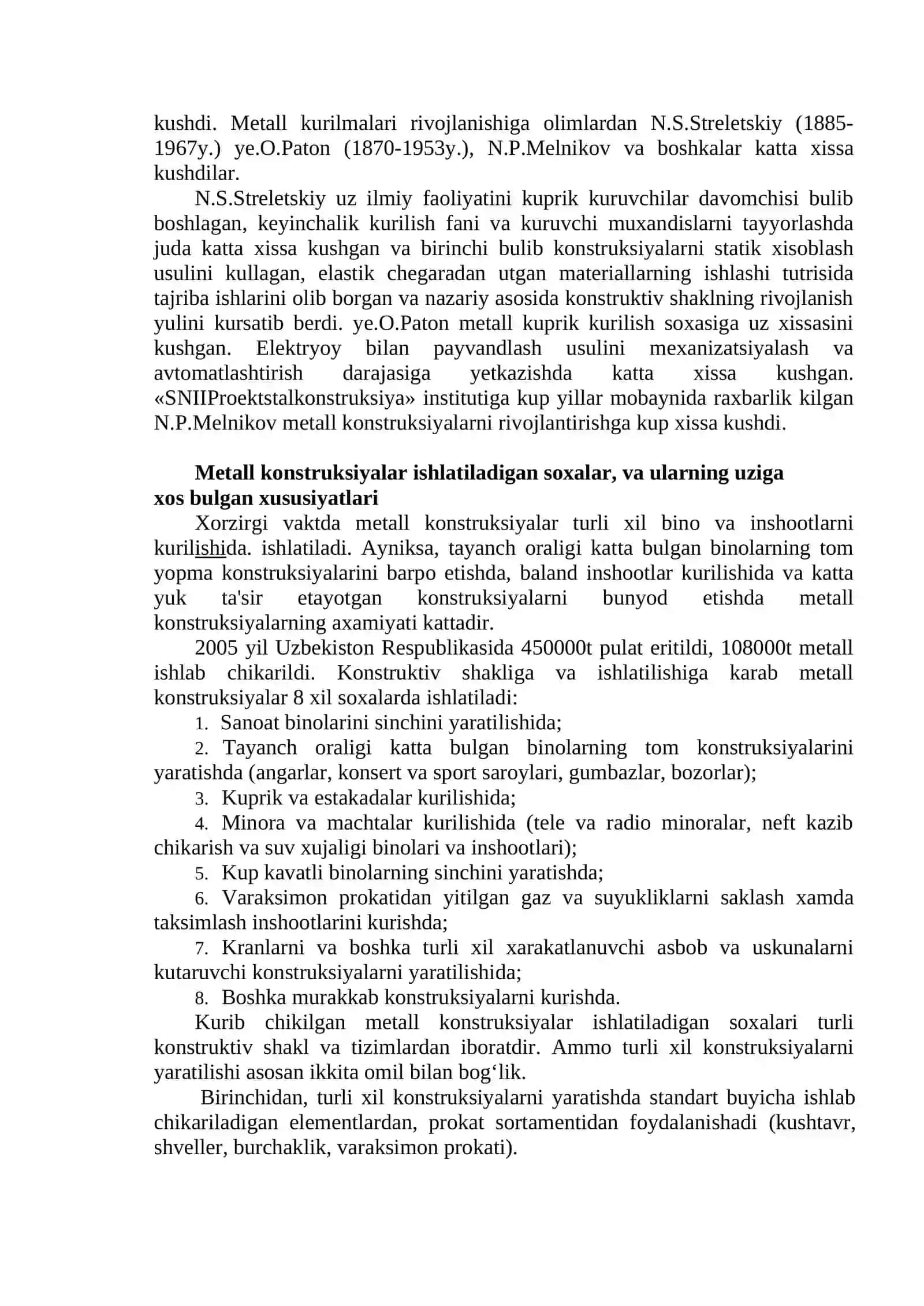 Metall konstruksiyalar xaqida umumiy ma'lumotlar 4
