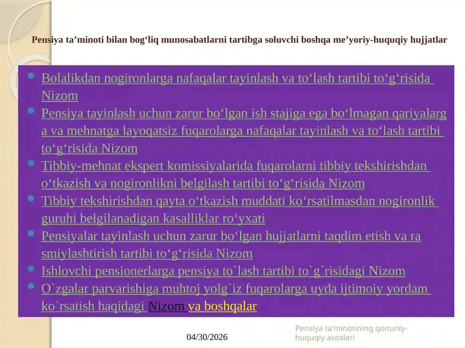 DAVLAT PENSIYA TA’MINOTINING HUQUQIY ASOSLARI 4