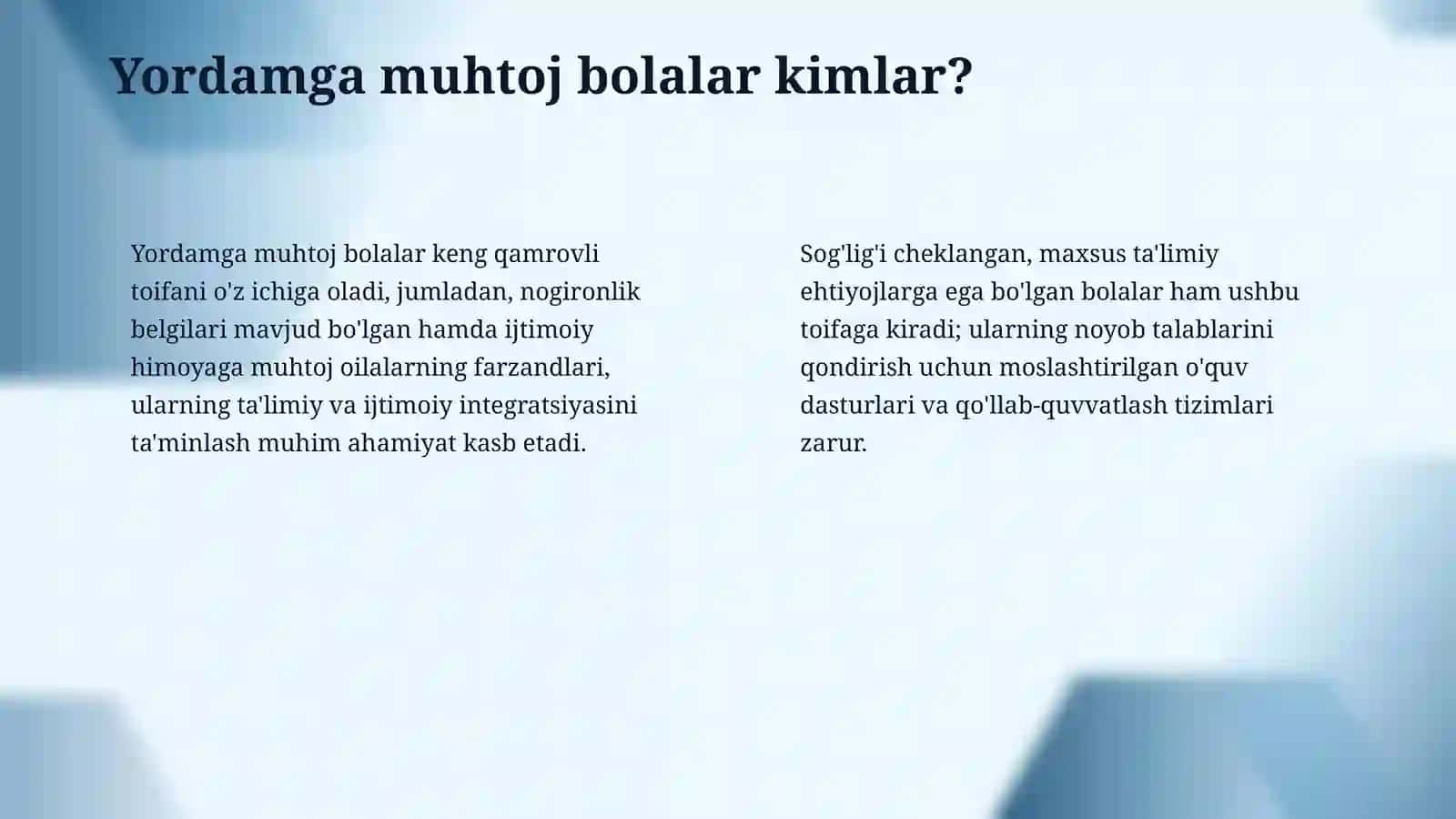 Yordamga muhtoj bòlgan bolalarni talim tizimiga jalb etishda ota onalar oila va jamoatjilik bilan ishlash 4