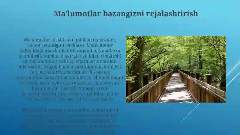 MS Accsesda ma'lumotlar bazasini yaratish 4