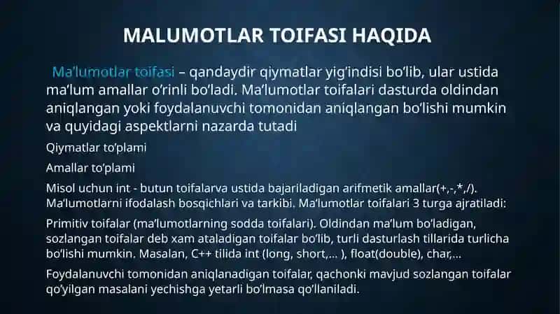 MA’LUMOTLARNI IFODALASH BOSQICHLARI 4