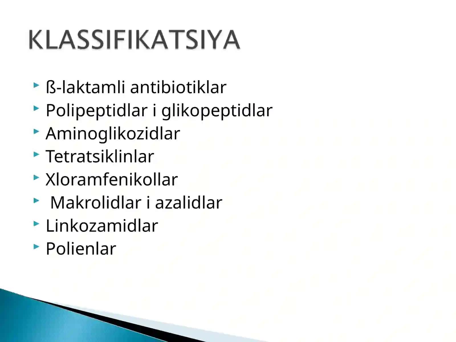 Antibakterial (Antibiotiklar, Yarimsintetik va Sintetik) 4