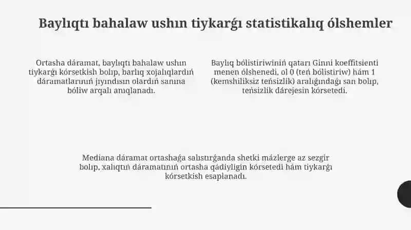 Muǵdarlıq belgilerdi analizlewde statistikalıq xarakteristikaları 4