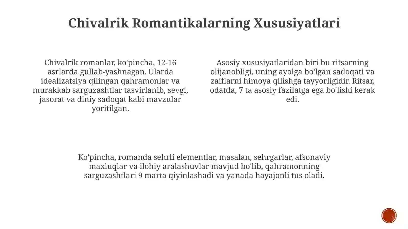 Servantesning "Don Kixot" asari ritsarlik romanlariga parodiyasifatida 4