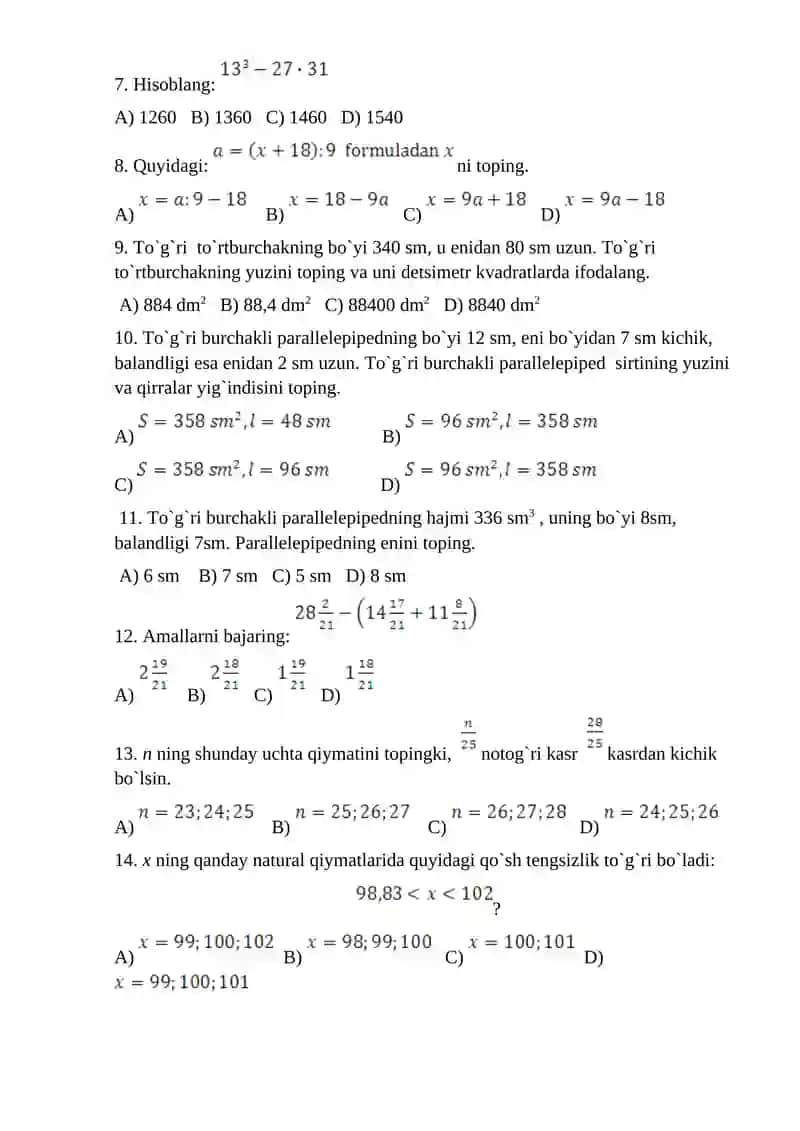Umumta`lim maktablari uchun 1-variant 4
