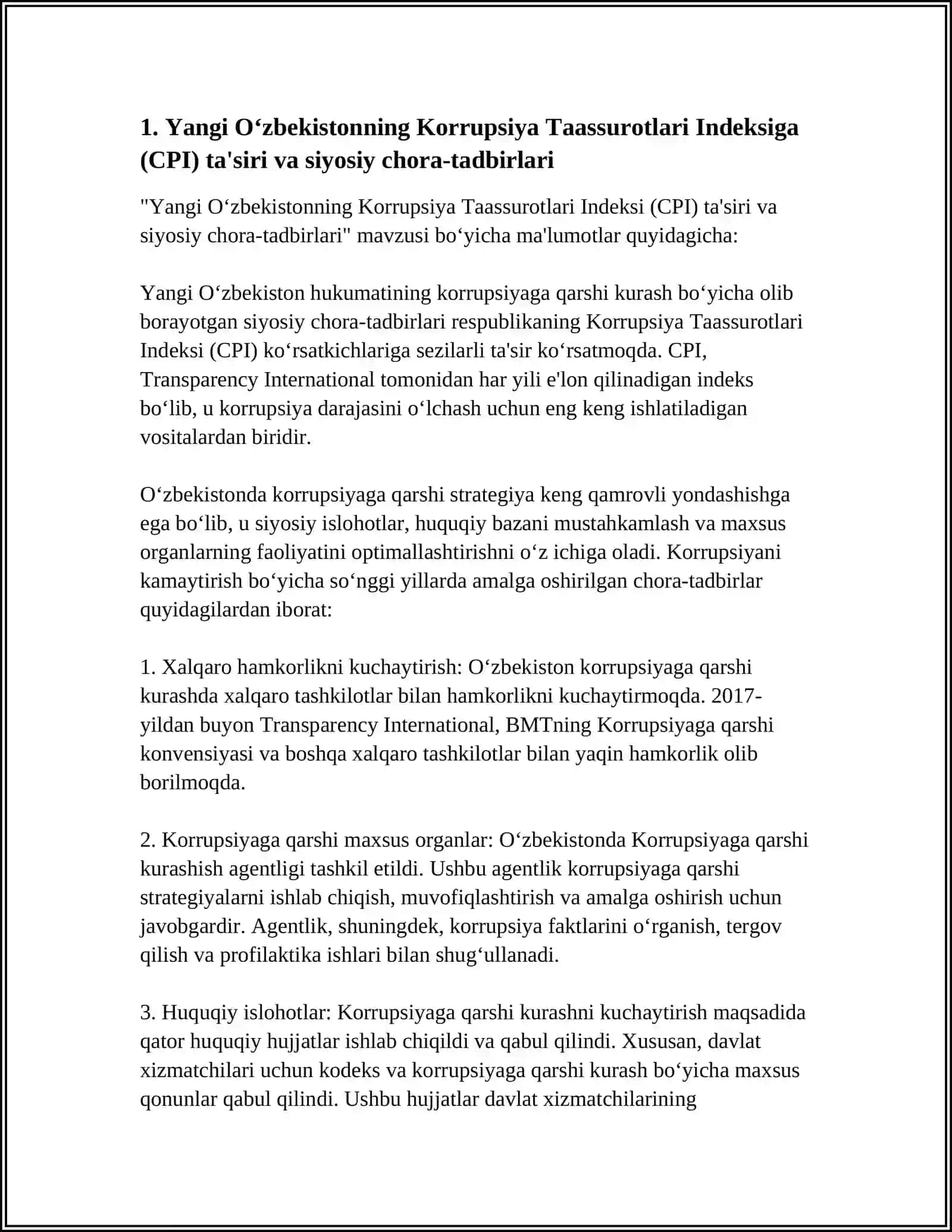 YANGI O'ZBEKISTON IJTIMOIY SIYOSIY IQTISODIY VA MANAVIY HAYOTDA RO'Y BERAYOTGAN O'ZGARISHLARNI XALQARO REYTING VA INDEKSLARDA AKS ETISHI 4