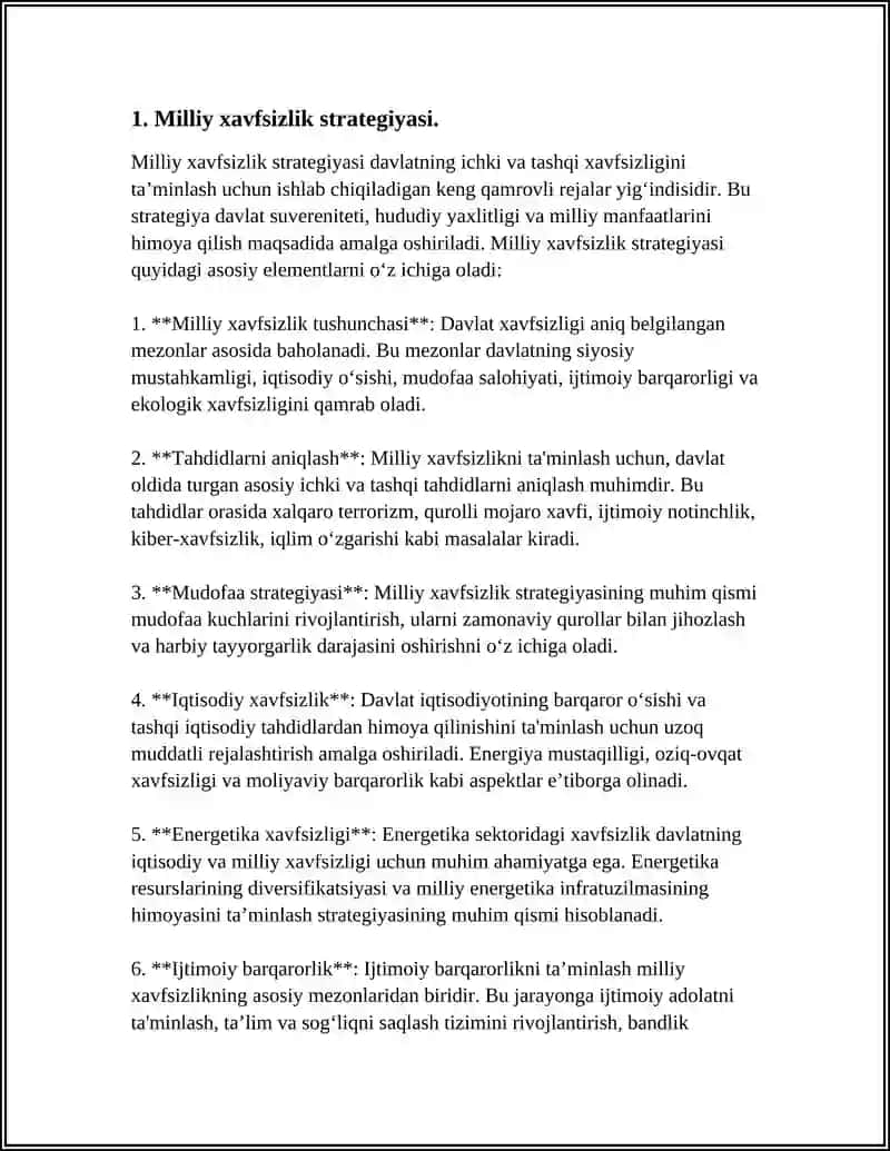 Milliy xavfsizlikni taʼminlash borasida amalga oshirilayotgan ishlar 4
