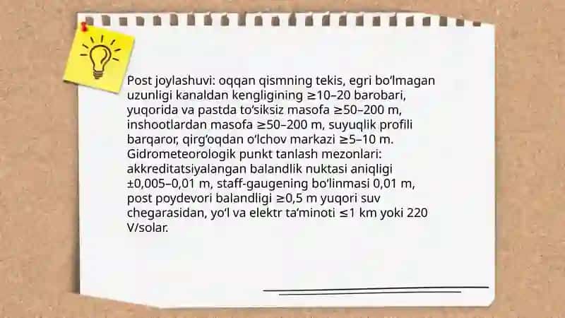 Suv oʻlchash postlarini tashkillashtirish asoslari 4