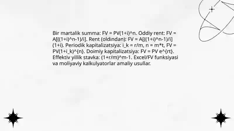 Pulning davriy qiymati va pul oqimlarining diskontli tahlili 4