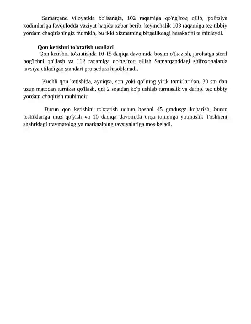 Jarohatlanganlarga tibbiy yordam koʻrsatish yoʻllari 4
