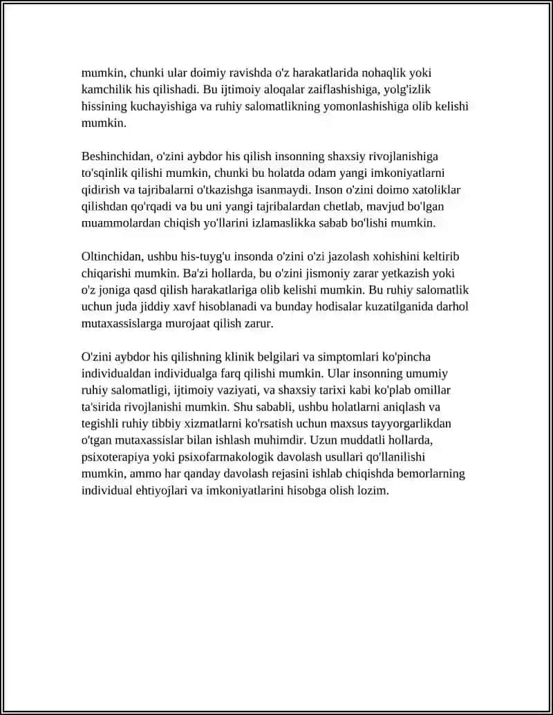 BEMORNING RUHIY HOLATI “ÕZINI AYBDOR HIS QILISH“ 4