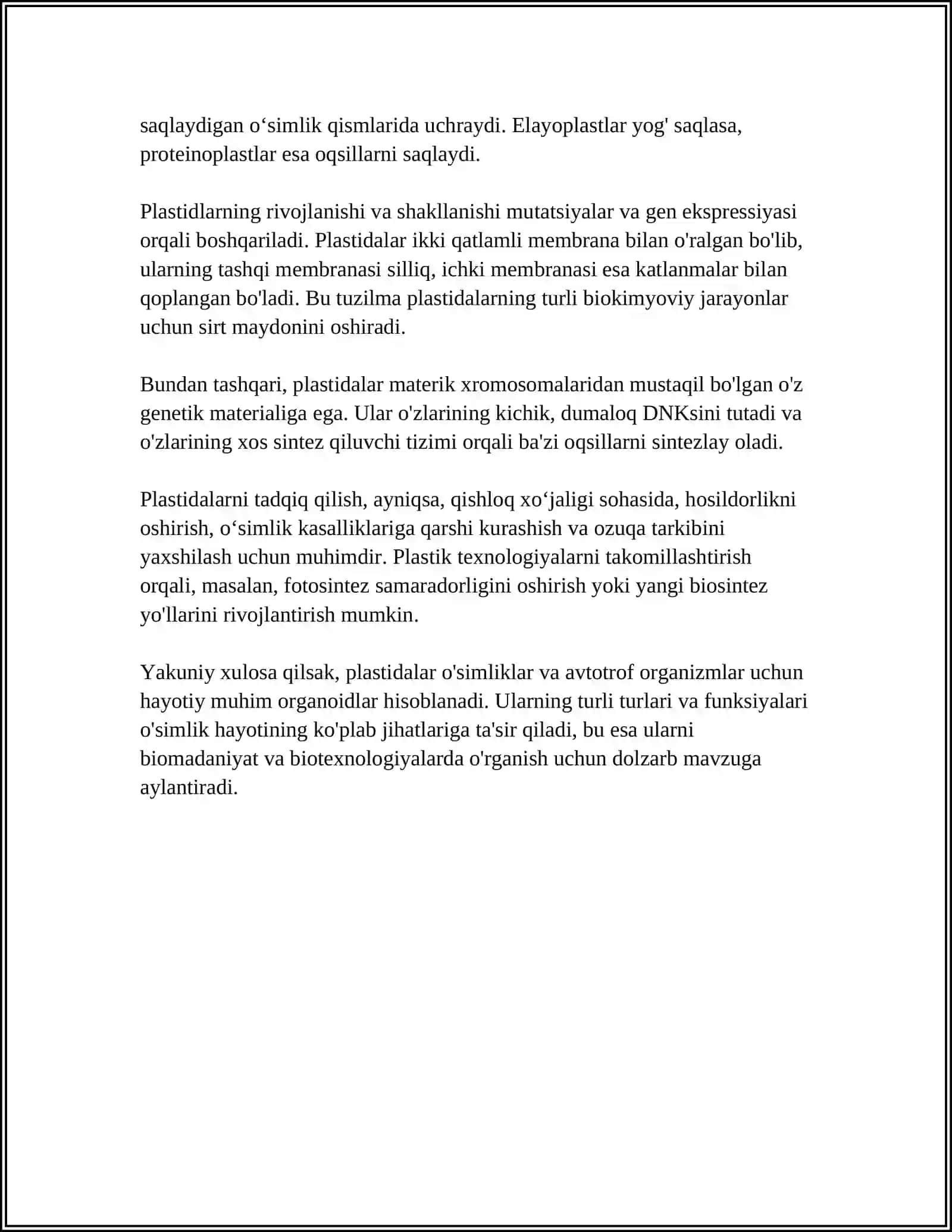 PLASTIDALARNING TURLARI VA ULARNING VAZIFALARI 4
