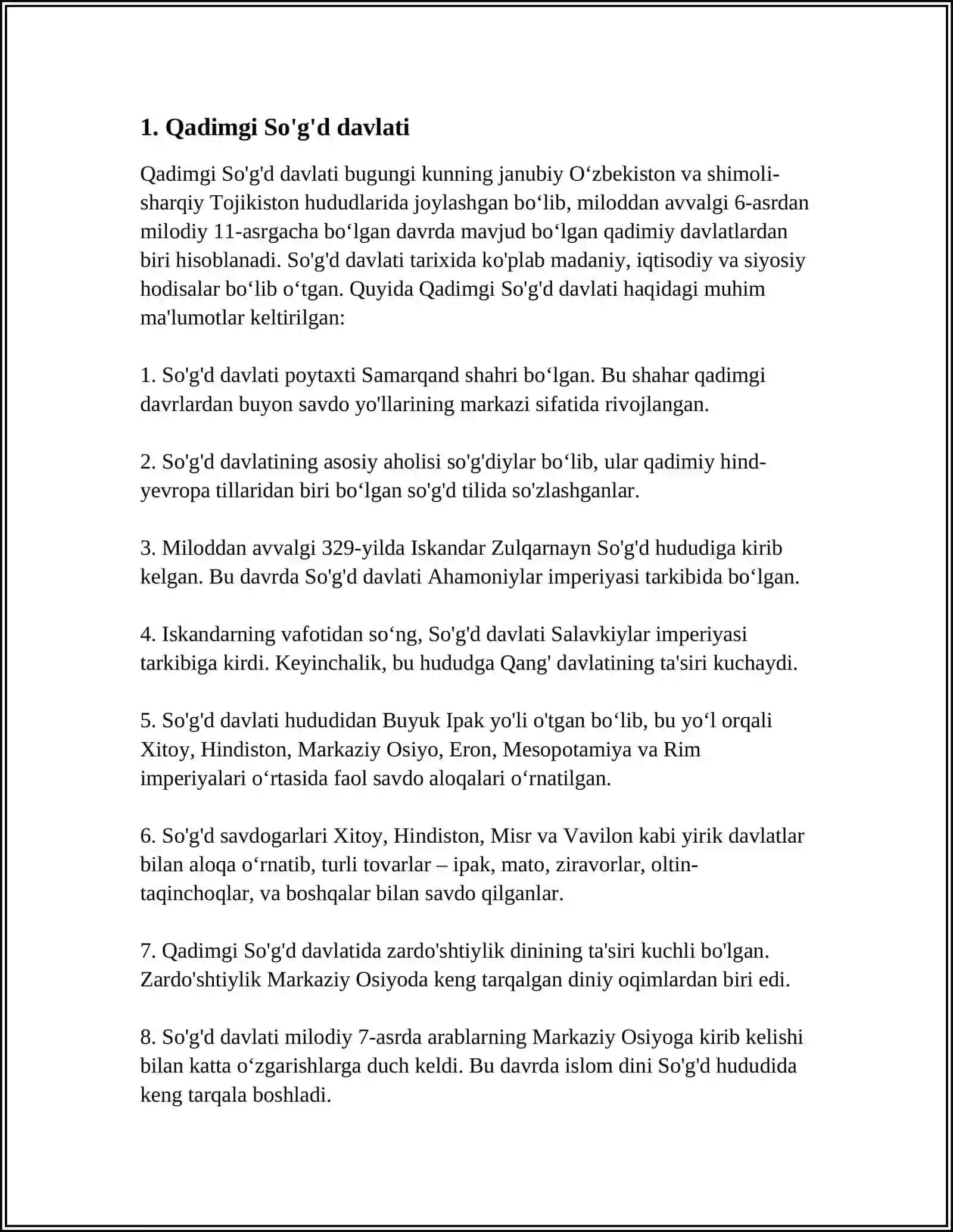 O'ZBEK DAVLATCHILIGINING TARIXIY BOSQICHLARI.( O'ZBEKISTON HUDUDIDAGI DAVLATLAR TARIXI MISOLIDA ) 4