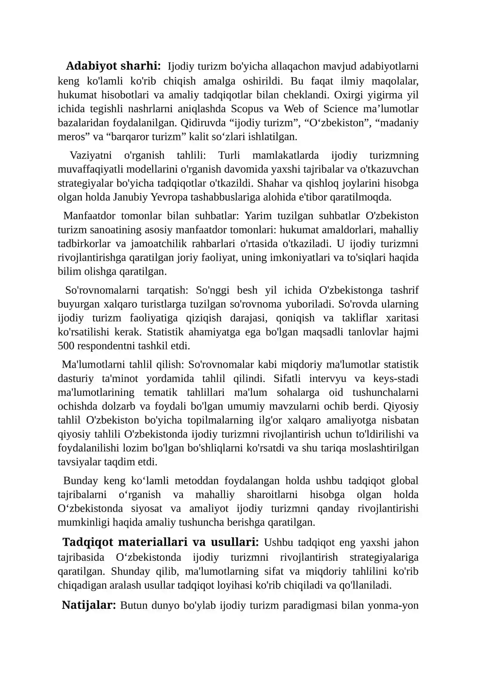 O’zbekistonda Ijodiy Turizmni Rivojlantirish va Bu Borada Jahon Tajribasi 4