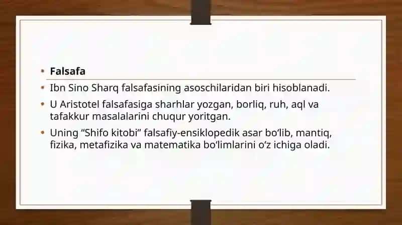 Abu Ali ibn Sinoning buyuk merosi. O’zbek klassik yozuvchilari va ularning asarlari 4