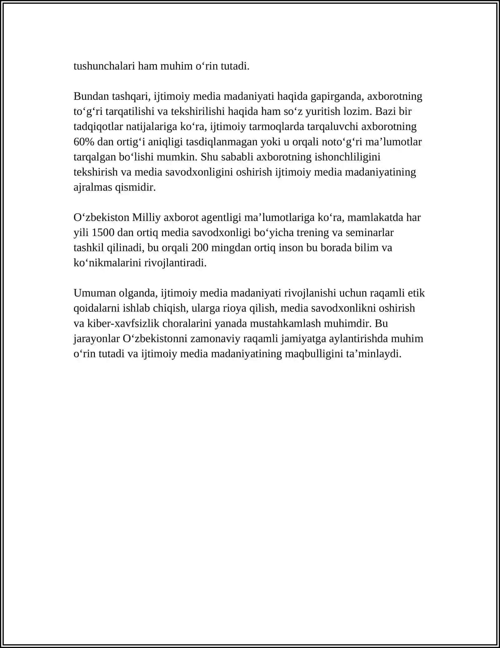 MEDIA MADANIYAT VA INNOVATSION PEDAGOGIK TEXNOLOGIYALAR.IJTIMOIY MEDIA SHAKLLARI 4