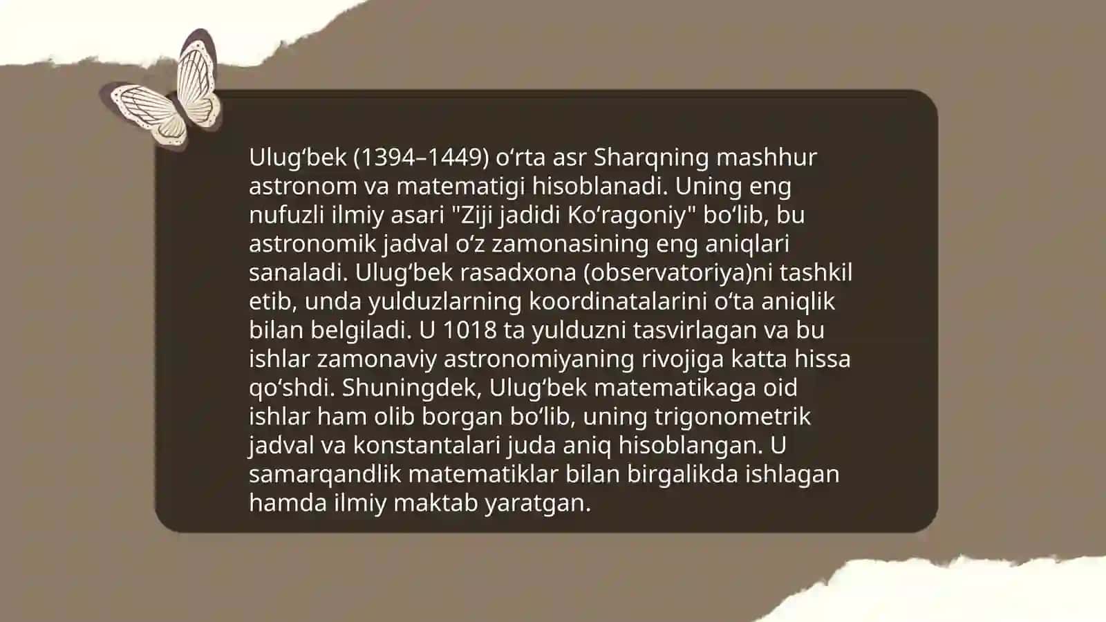 Mirzo Ulug'bek - davlat arbobi va buyuk olim 4