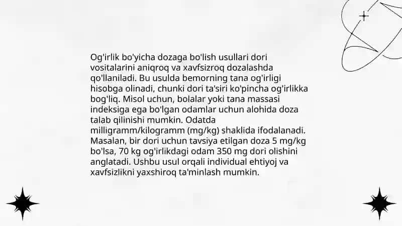 dorilarni og'irlik boʻyicha dozaga boʻlish maydalash Elaklar va maydalik darajasi hovoncha oʻlchamlarining maydalash jarayoniga ta'siri 4