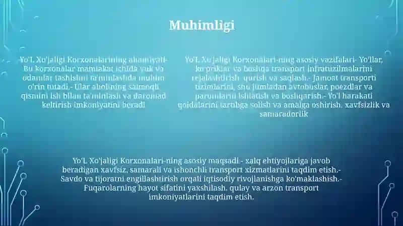 Yo’L Xo’Jaligi Korxonalari Kuyidagi Asosiy Ishlarni Amalga Oshiradi Va Uning Asosiy Maqsadi 4