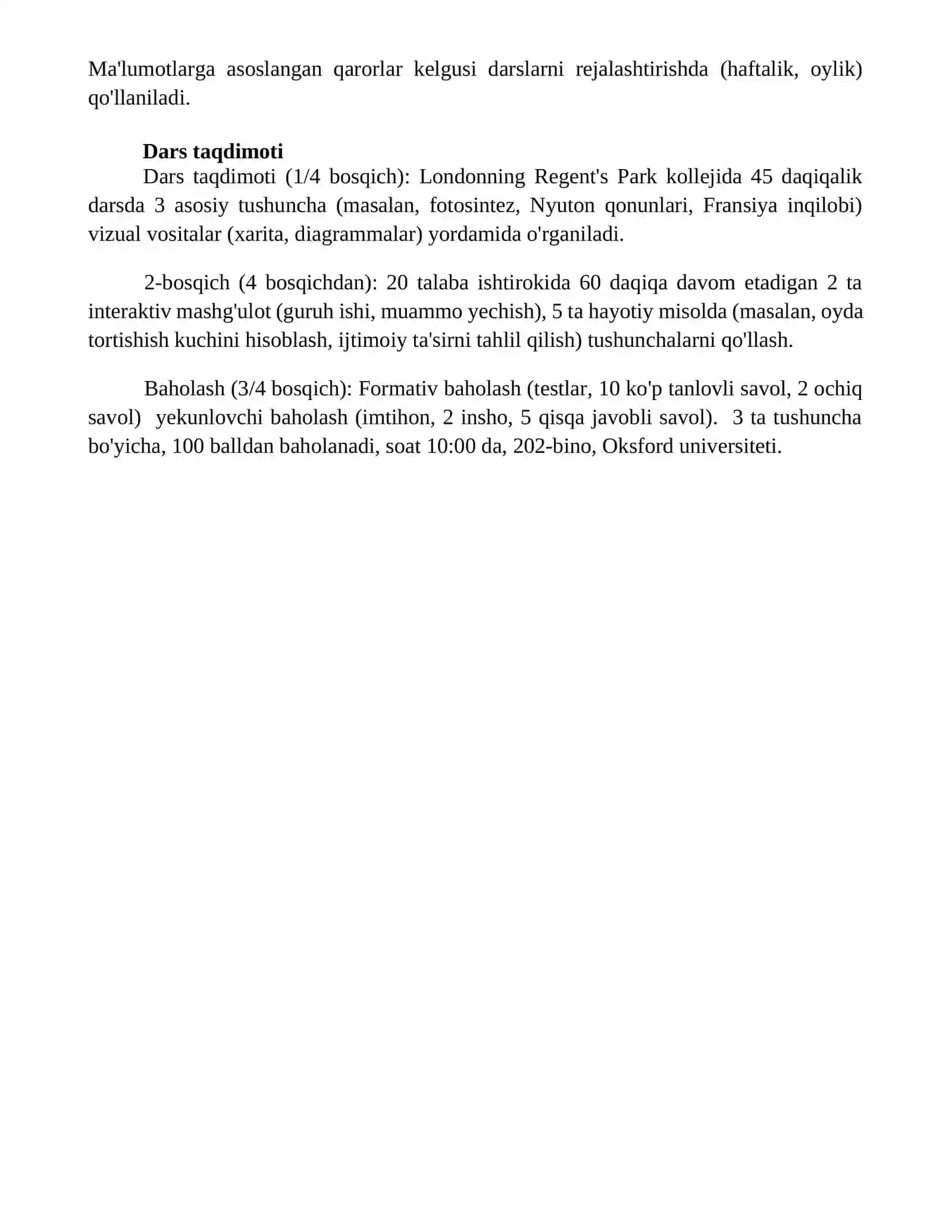 Yaxshi pedagogik jarayon va uning etaplar 4