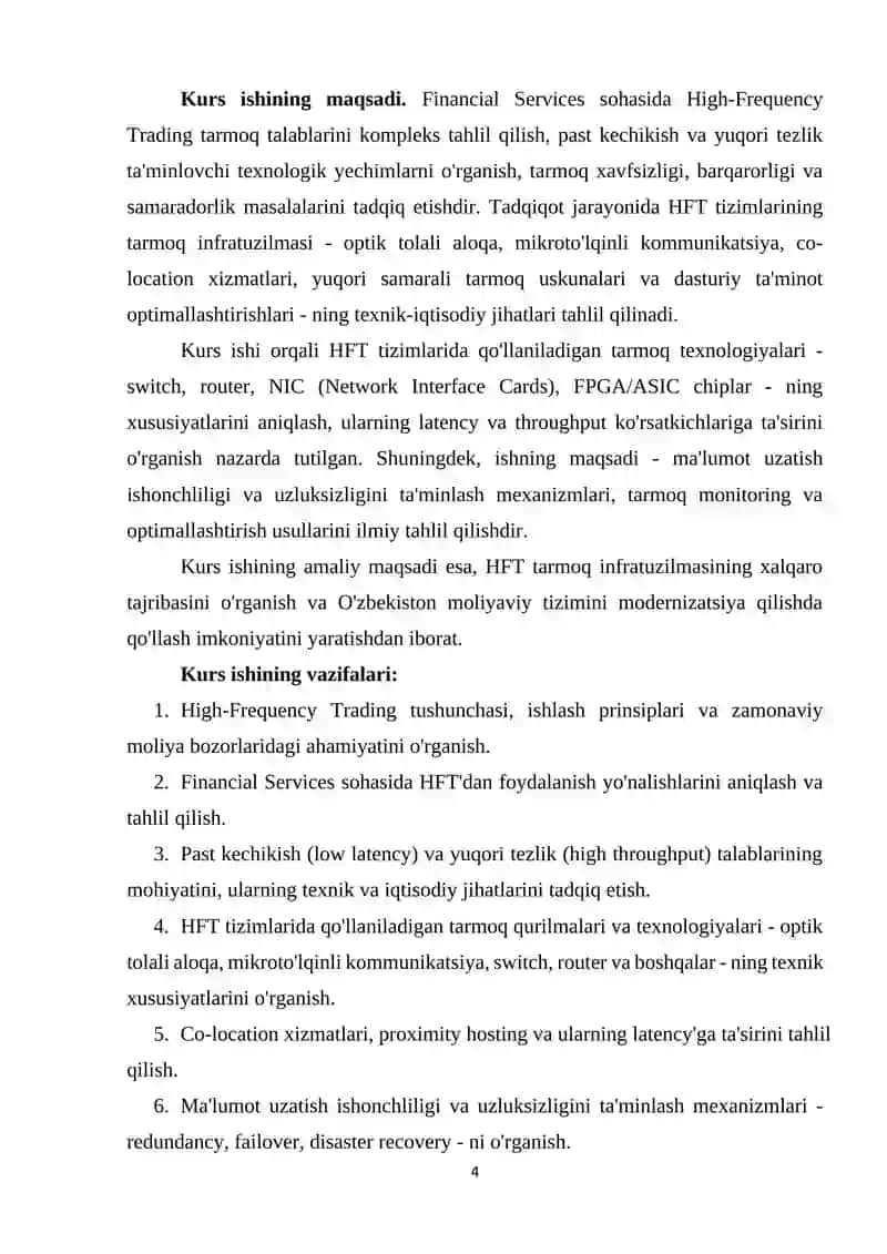 HIGH-FREQUENCY TRADING (HFT) VA UNING MOLIYAVIY XIZMATLARDAGI O‘RNI 4