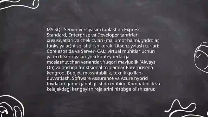 MS SQL Server ma'lumotlar bazasini boshqarish tizimi 4