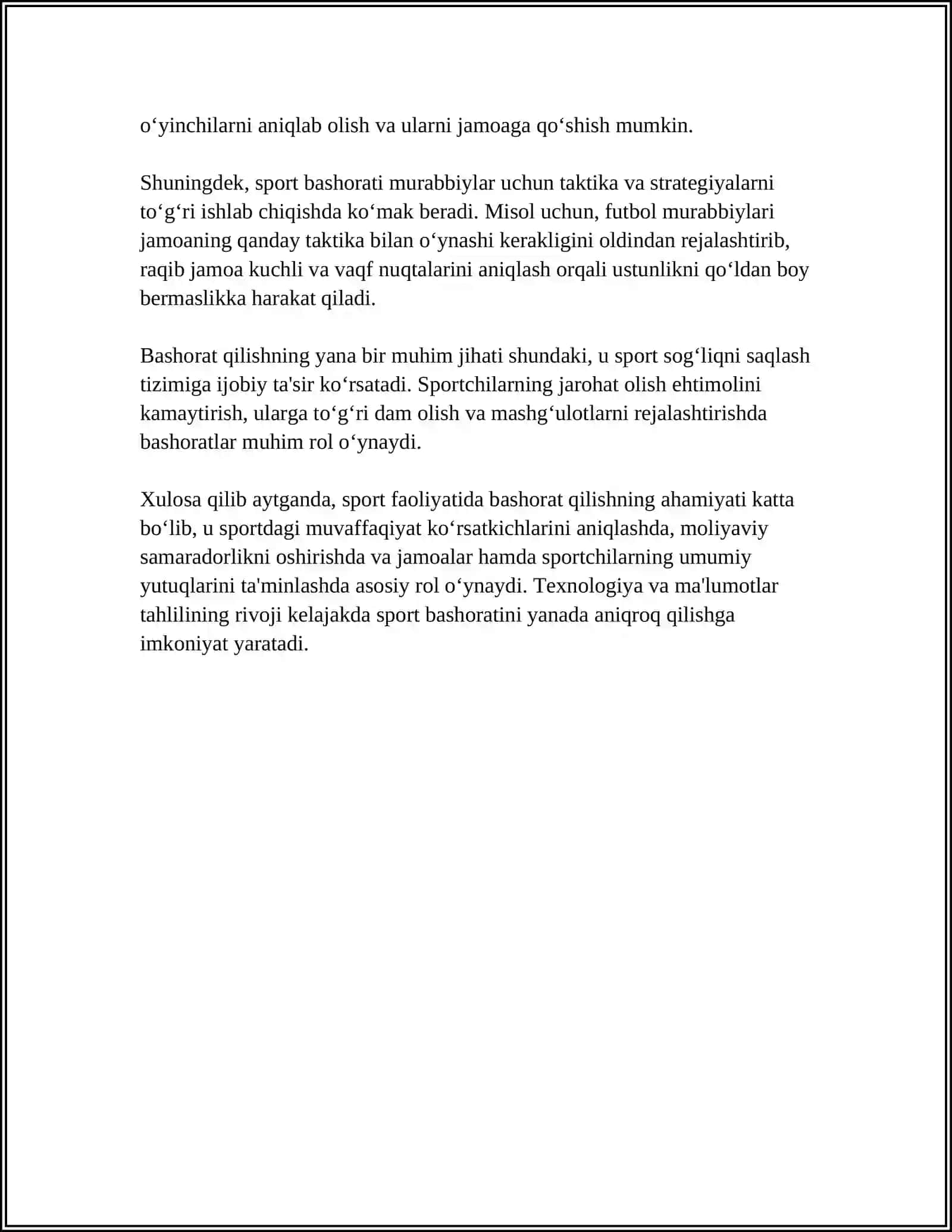 SPORT FAOLIYATIDA BASHORAT QILISH VA BU JARAYONDA REGRESSION TAHLILDAN FOYDALANISH 4