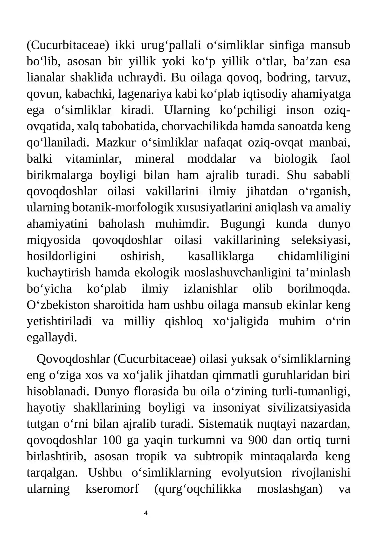 Qovoqdoshlar oilasi ''Cucurbitaceae'' ning tarqalishi, tuzilishi, rivojlanishi, amaliy ahamiyati va biologik xususiyatlari 4