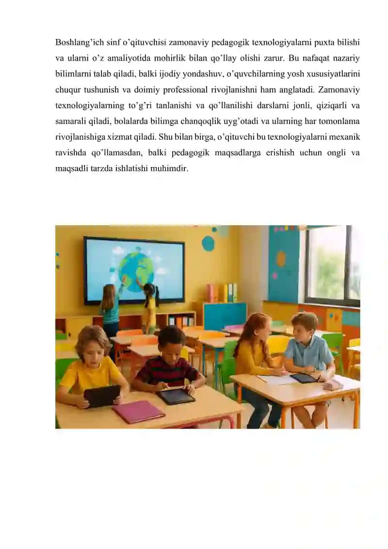 BOSHLANG’ICH TA’LIMDA ZAMONAVIY PEDAGOGIK TEXNOLOGIYALAR 4