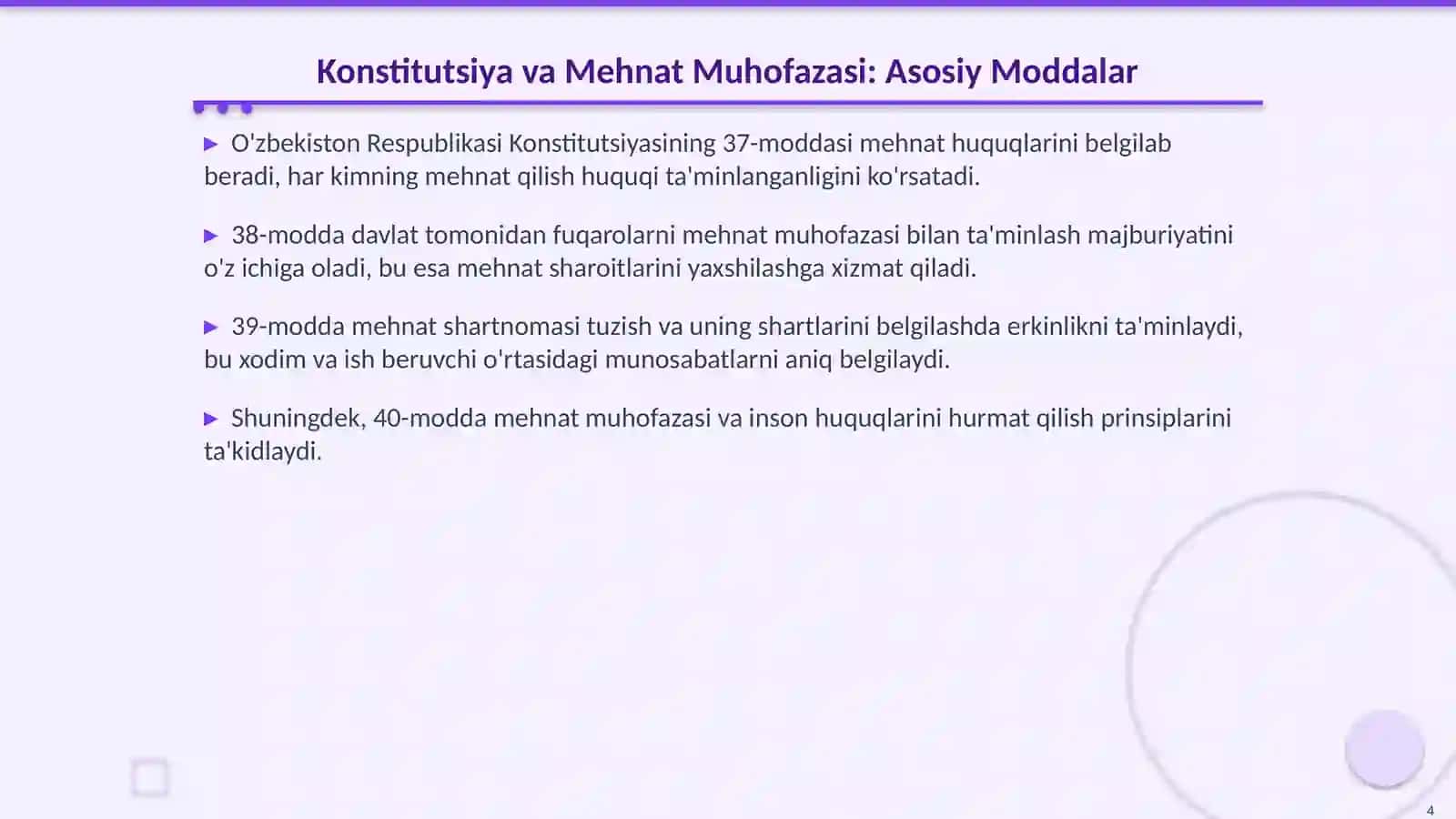 O'zbekiston Respublikasi Konstitutsiyasining Mehnat Muhofazasiga Doir Moddalarning Ahamiyati 4