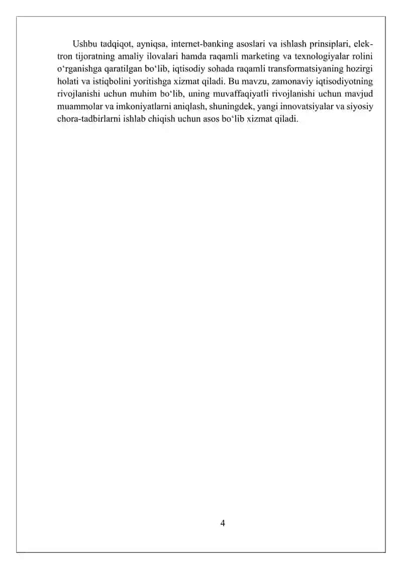 INTERNET-BANKING, INTERNET-SAVDO, INTERNET-SUG‘URTA, INTERNET-MARKETING. 4