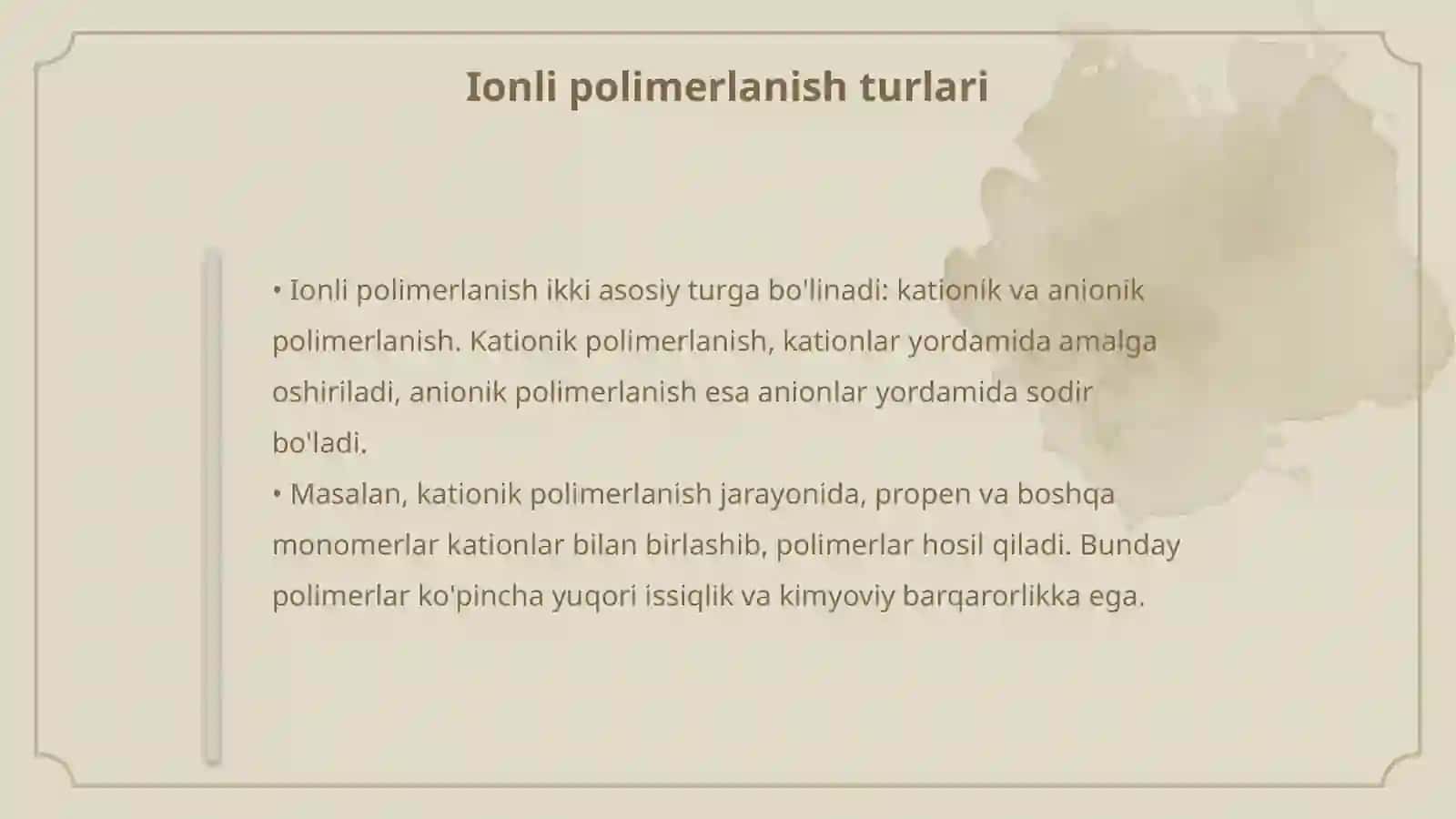Ionli polimerlanish reaksiyalarri 4