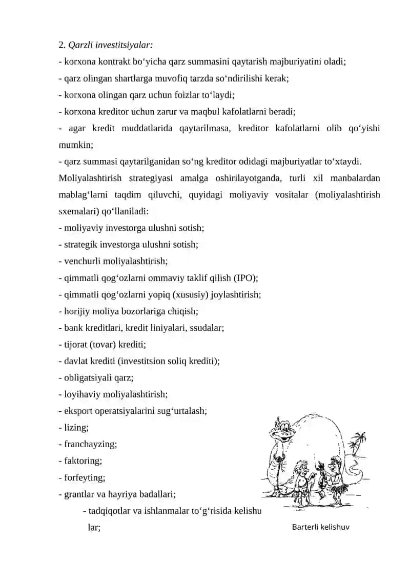 Korxonani moliyalashtirish manbalari 4