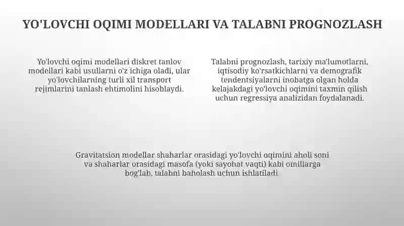 Yoʻlovchi oqimlarini modellashtirish va sigʻim rejalashtirish 4