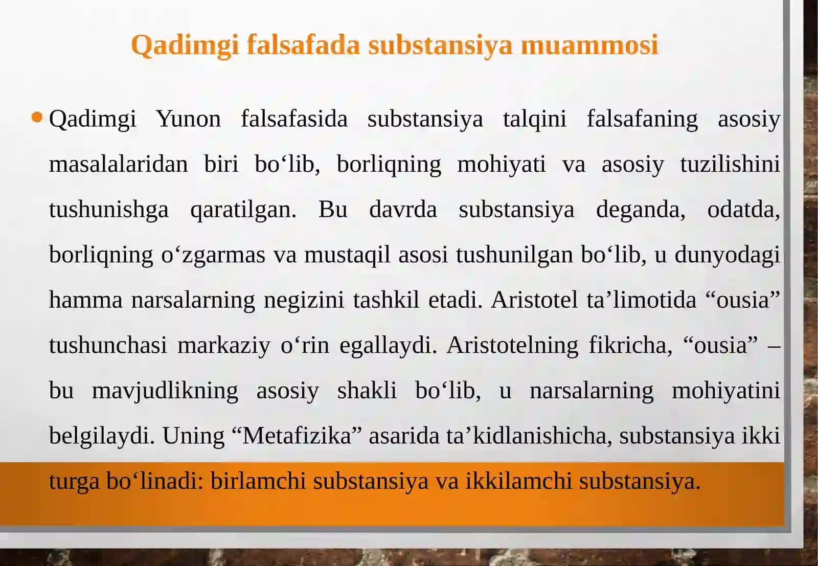 Substansiya masalasiga doir qadimgi va zamonaviy qarashlar qiyosi 4
