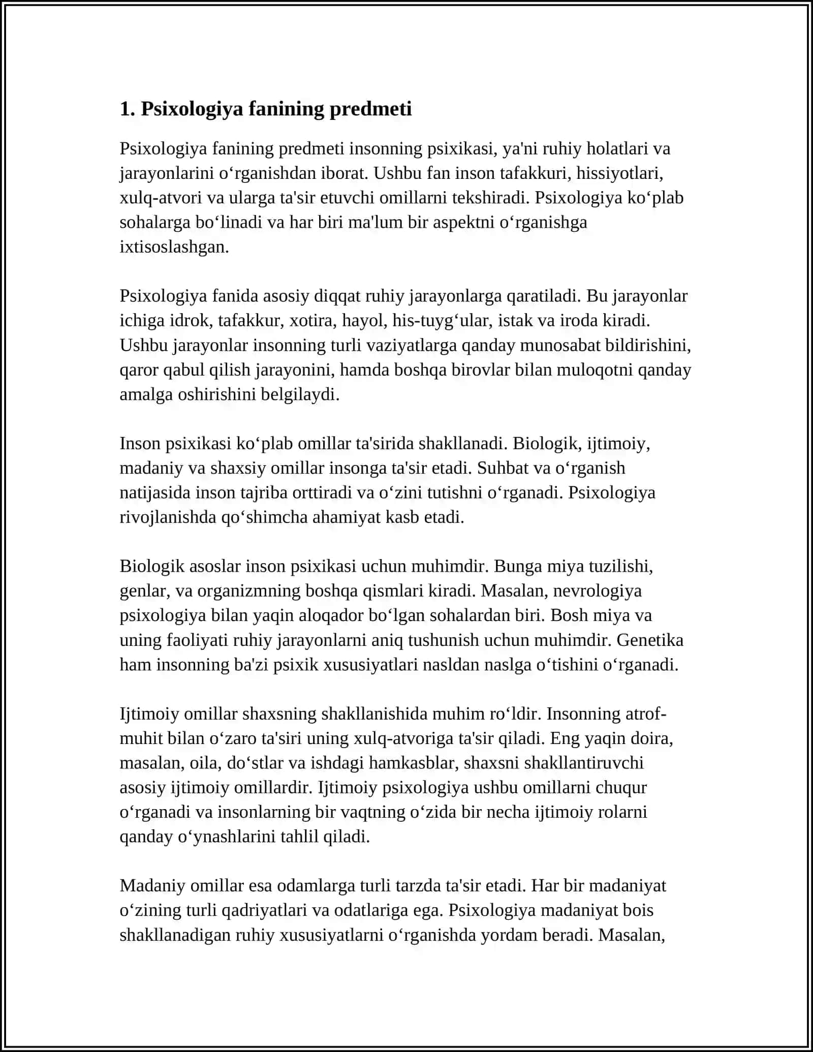 PSIXOLOGIYA FANINING PREDMETI VA RIVOJLANISH TARIXI 4