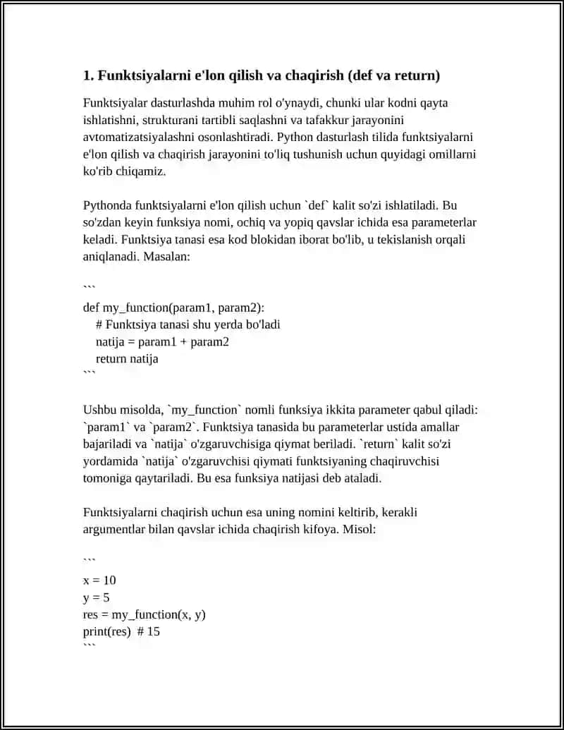 PYTHON DASTURLASH TILIDA FUNKSIYALAR. MATEMATIK FUNKSIYALAR 4