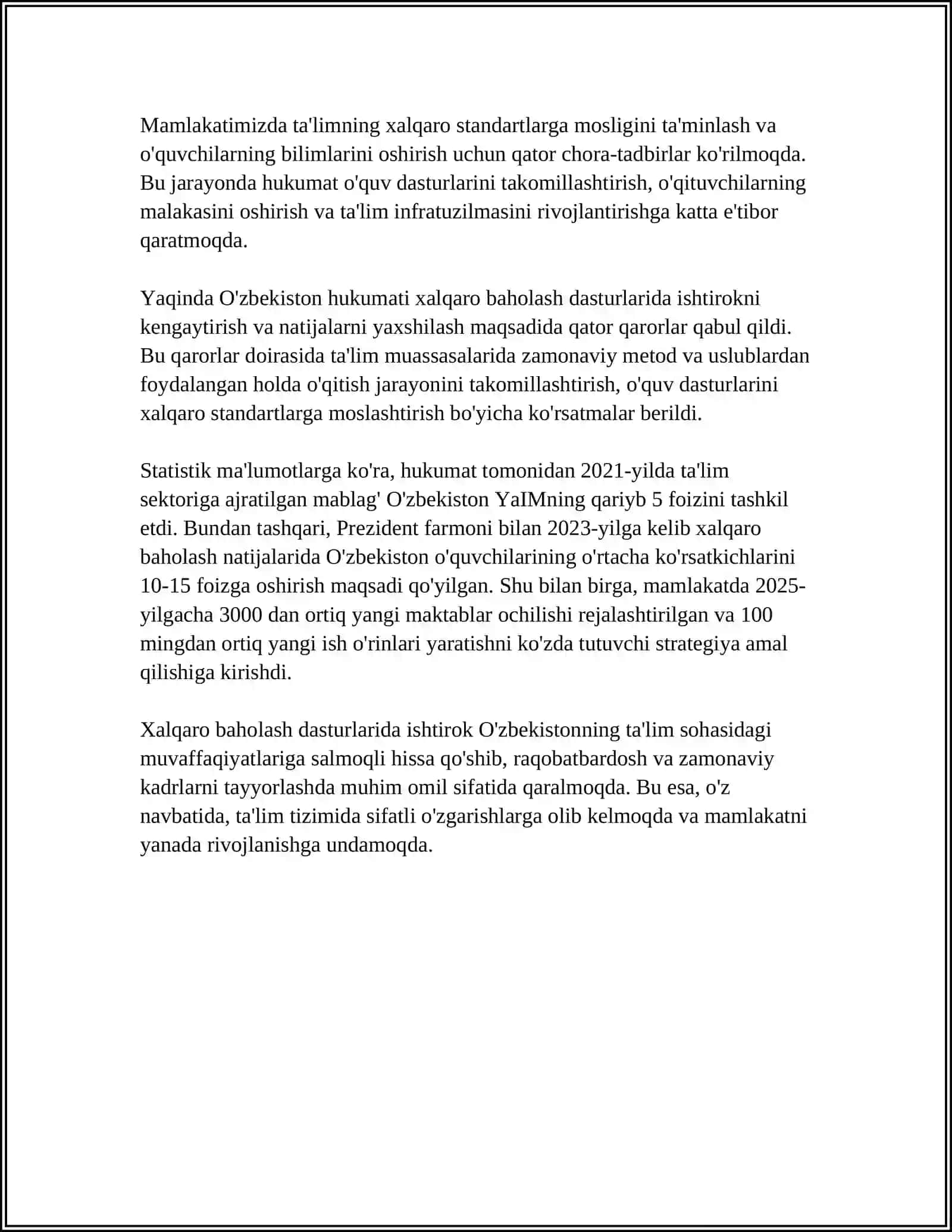XALQARO BAHOLASH DASTURLARI DOIRASIDA HUKUMAT QARORLARI MAZMUNI VA MOHIYATI 4