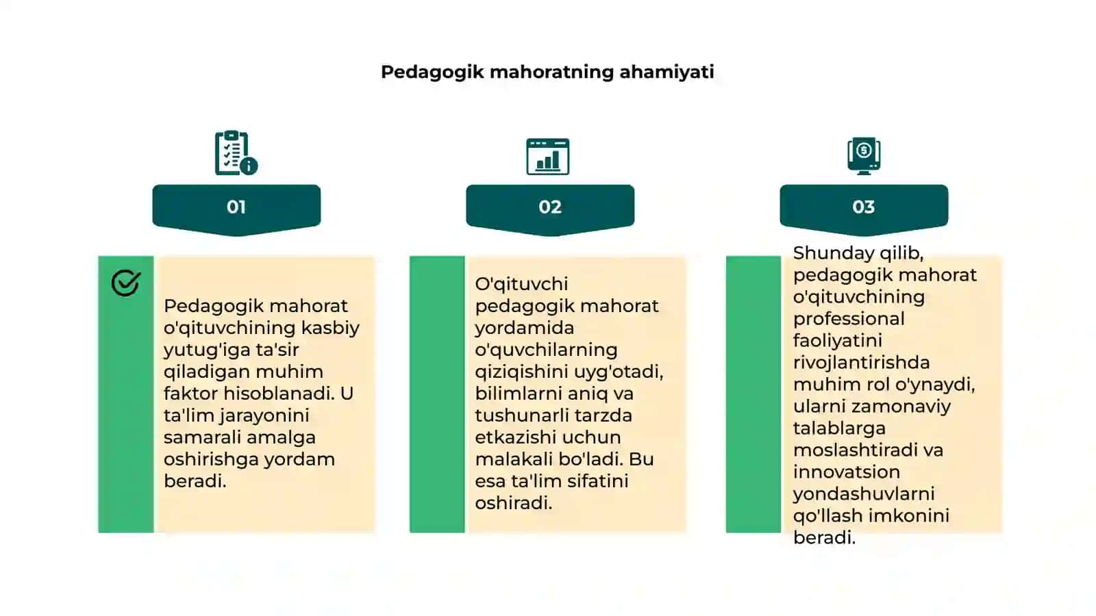 Pedagogik mahorat haqida tushuncha va uning o'qituvchi faoliyatidagi o'rni 4
