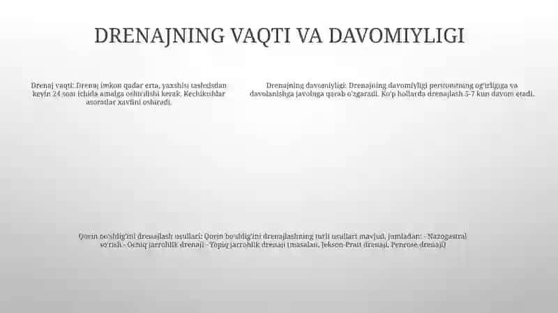 Peritonitlarda Qorin Boshliĝini Drenajlash Usullaru 4