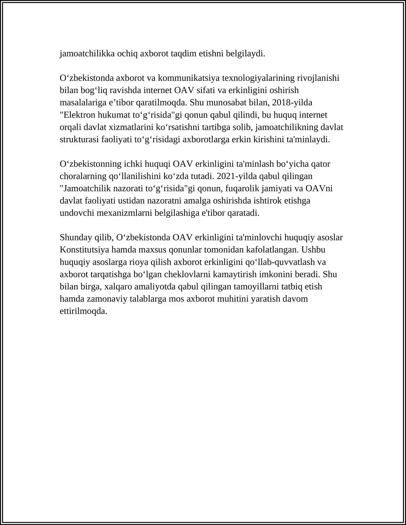 OAV ERKINLIGINI TAMINLASH 4