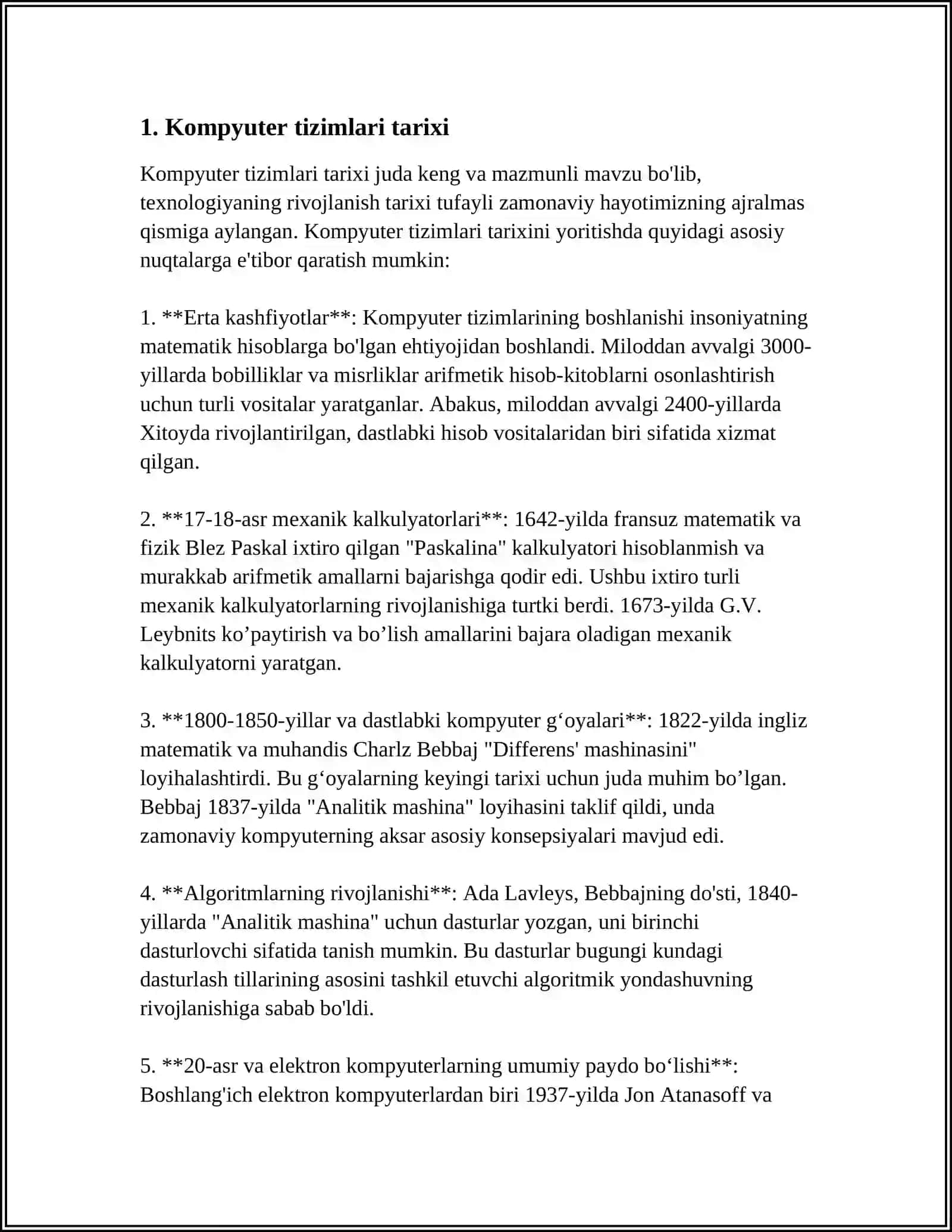 KOMPYUTER TIZIMI HAQIDA ASOSIY MALUMOTLARNI OLISH 4
