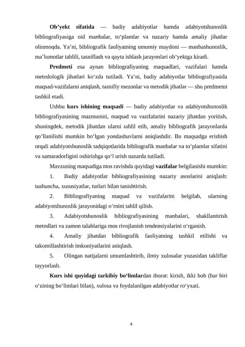 Badiy adabiyotlar va adabiyotshunoslik bibliografiyaning maqsad va vazifalari 4