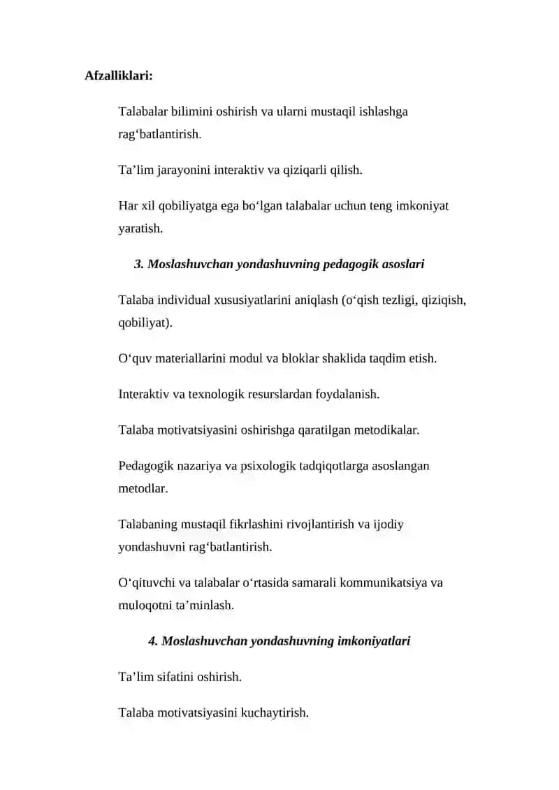 Moslashuvchan (adaptiv) yondashuvning imkoniyatlari 4