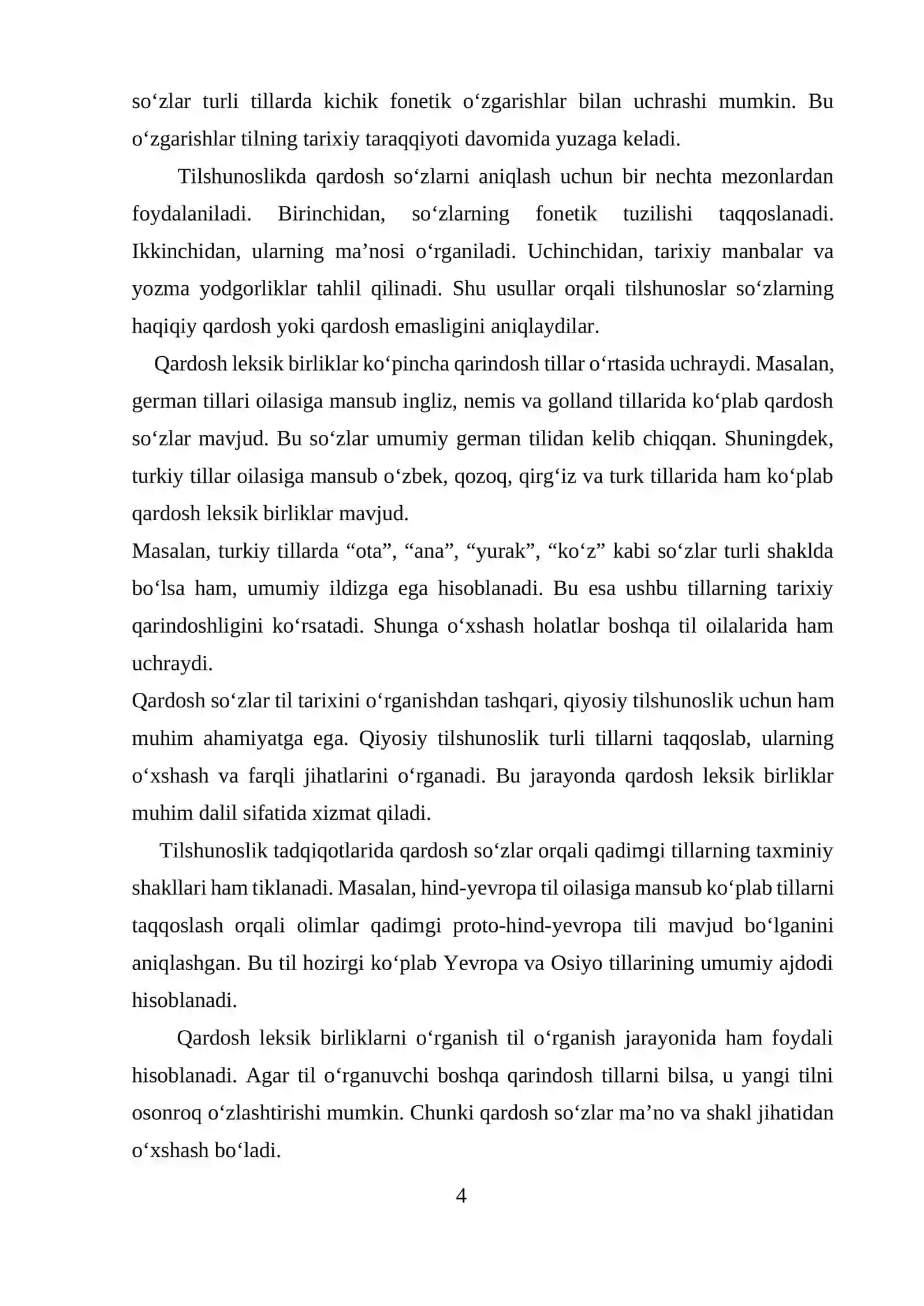 INGLIZ VA O’ZBEK TILLARIDA QARDOSH VA QARDOSH BO’LMAGAN LEKSIK BIRLIKLARNING O'XSHASHLIGI 4
