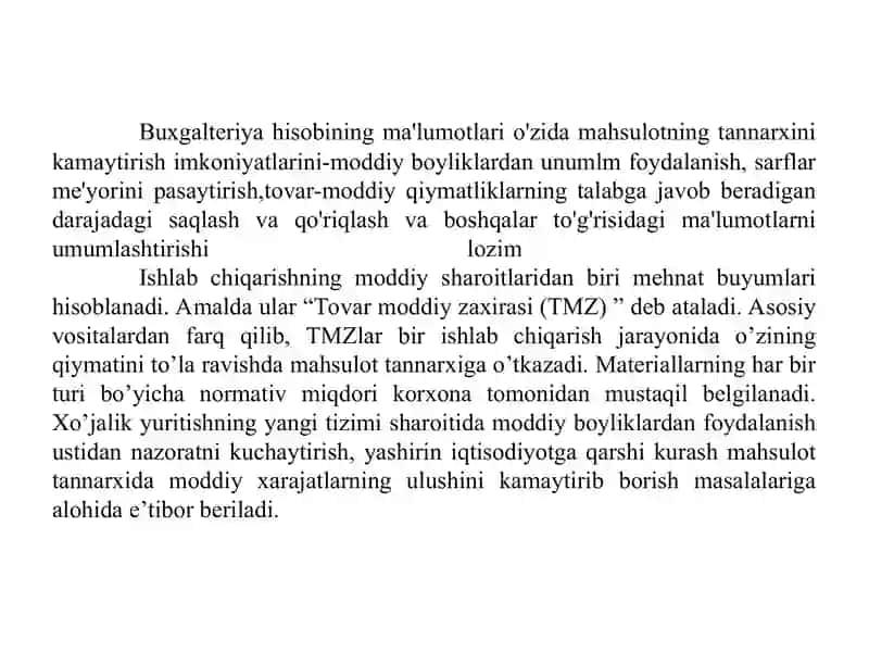 Tovar-moddiy zaxiralar hisobi 4