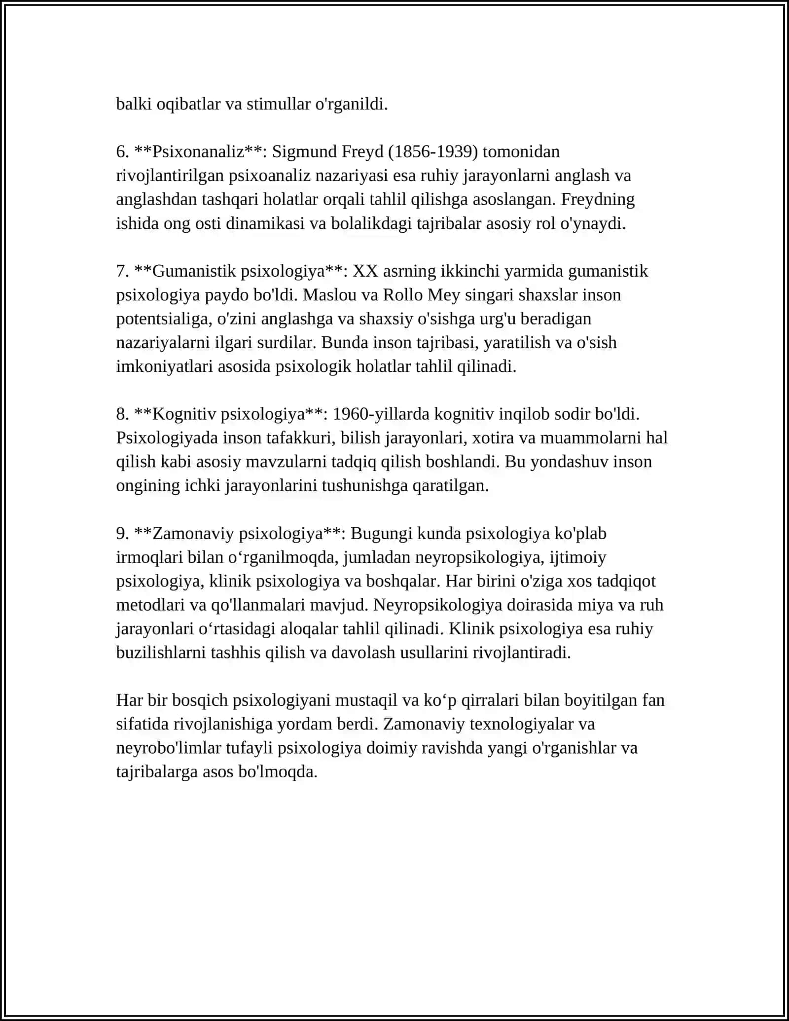HOZIRGI ZAMON PISIXALOGIYASINING TADQIQOT MODELLARI. PISIXIKANING FILOGENETIK TARAQQIYOTI 4