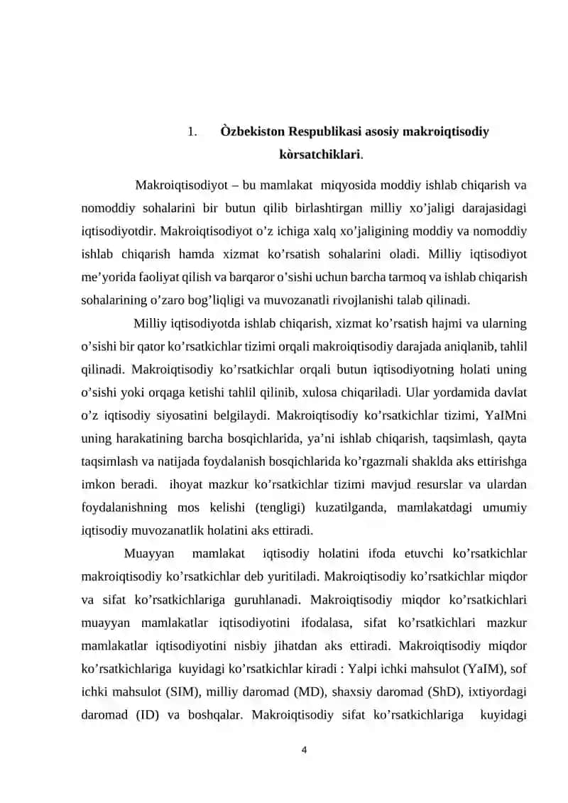 Òzbekiston Respublikasi va boshqa mamlakatlar asosiy Makro iqtisodiy qiyosiy tahlili 4